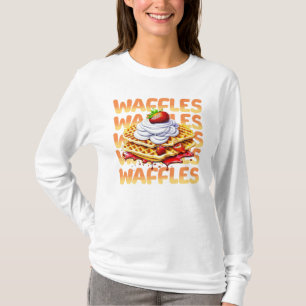 Camiseta Pilha de waffles cobertas em morangos