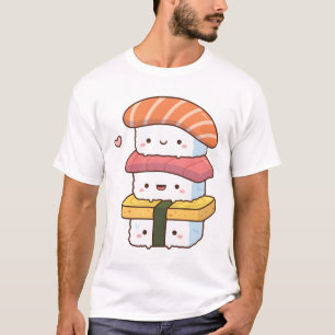 Camiseta Pilha Gelada Sushi Trio, Comida Kawaii Japonesa