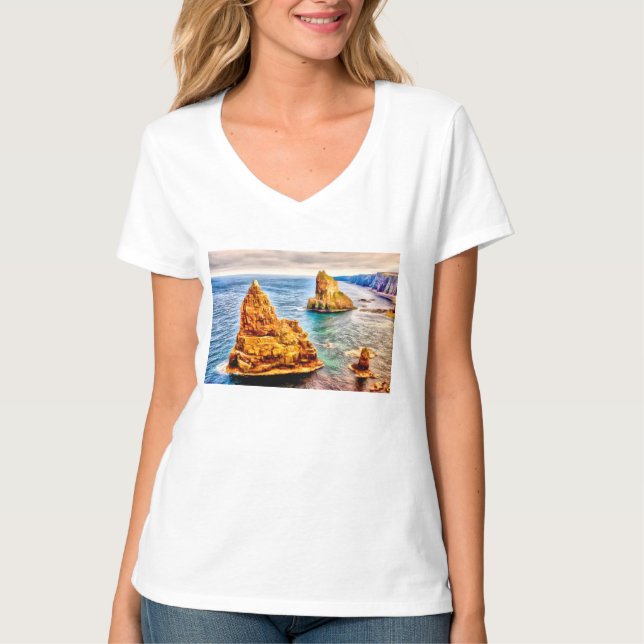 Camiseta Pilhas de duncansby Scotland (Frente)