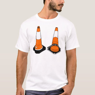 Camiseta pilões pretos alaranjados da segurança dos cones