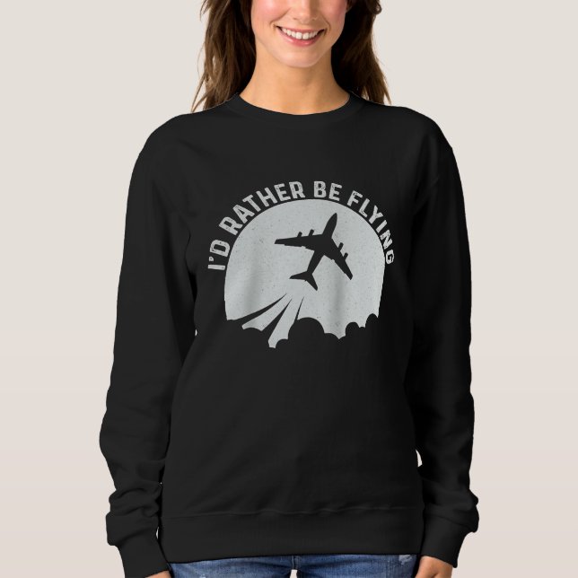 Camiseta Pilot Airplane Plane Aviation  I would Rather be F (Frente)