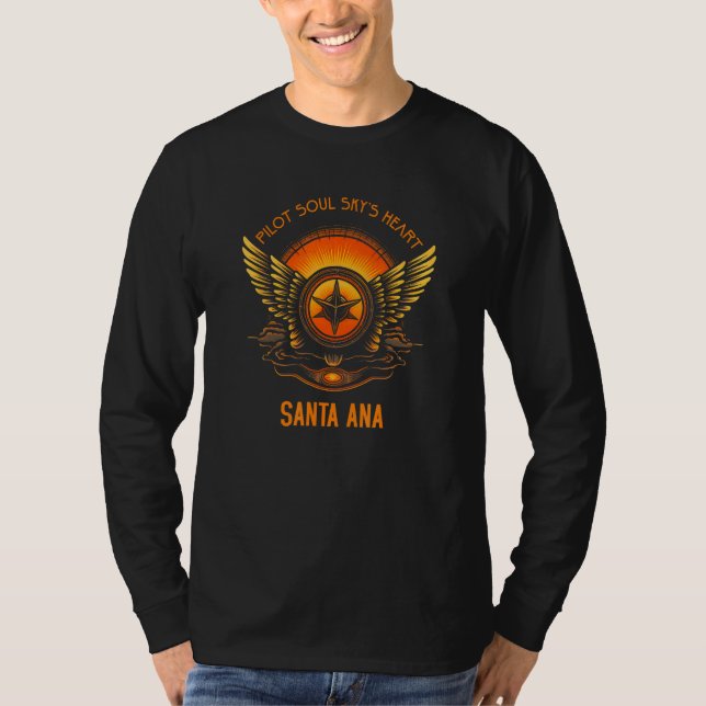 Camiseta Pilot s Soul Sky s Heart Santa Ana Skyline Design (Frente)