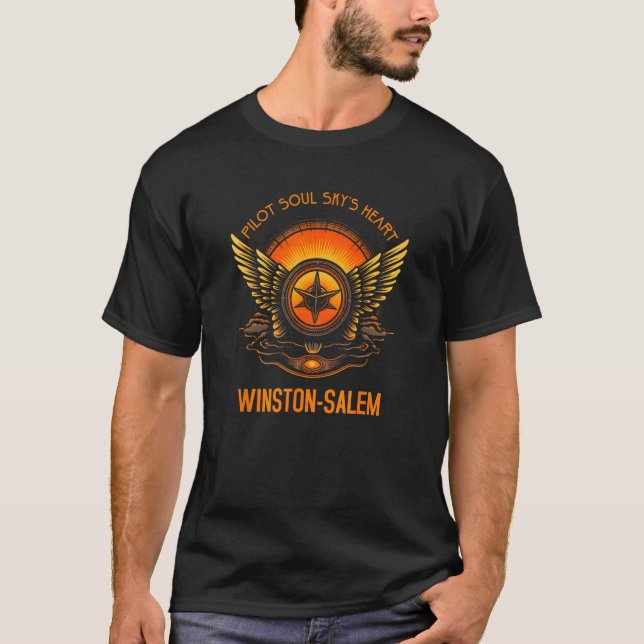 Camiseta Pilot s Soul Sky s Heart Winston Salem Skyline Des (Frente)