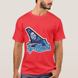 Camiseta Piloto da Alaska Airline em Cogumelos Voa Alaska O
