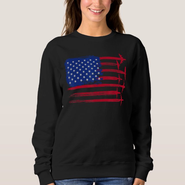 Camiseta Piloto De Avião De Bandeira Americano Em 4º De Jul (Frente)