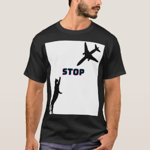 Camiseta Piloto de avião de gato engraçado marido negro de