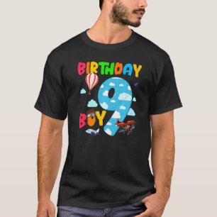 Camiseta Piloto de avião de menino de aniversário de 9 anos