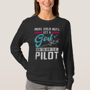 Camiseta Piloto de avião Garota Vintage se move sobre menin