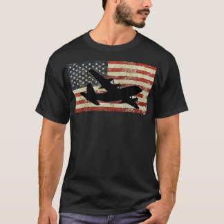 Camiseta Piloto de avião militar Vintage American Flag C130