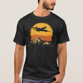 Camiseta Piloto de Avião Montanhas Vintage
