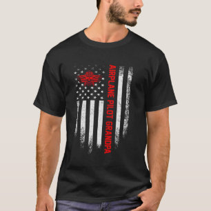 Camiseta Piloto de avião orgulhoso Vintage Usa Flag Avô S