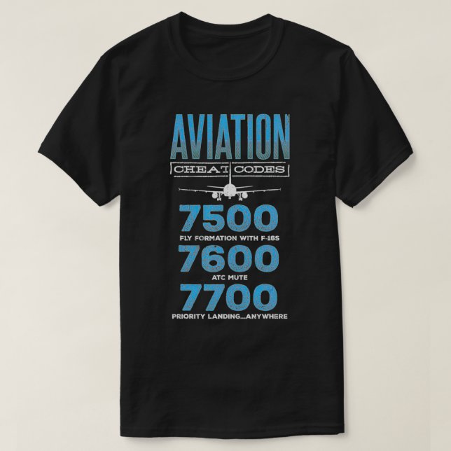 Camiseta Piloto de avião para códigos de fraude de aviação (Frente do Design)