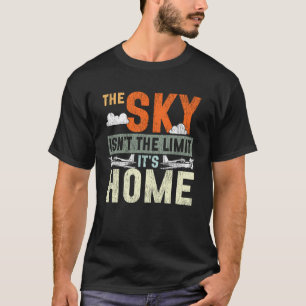 Camiseta Piloto De Avião Vintage Retro O Céu Não É O Limite