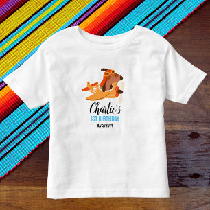 Camiseta Piloto de Cachorro Voando Avião, Aniversário Azul