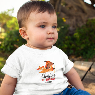 Camiseta Piloto de Cachorro Voando Avião, Aniversário Azul