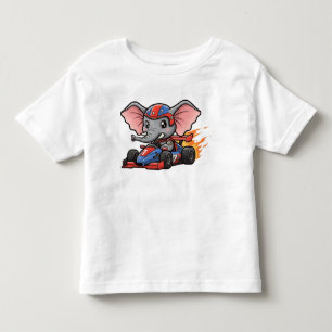 Camiseta Piloto de Carro de Corrida de Elefante Bebê Fofo