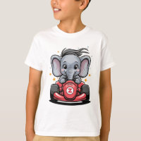 Piloto de Carro de Corrida de Elefante Bebê Fofo