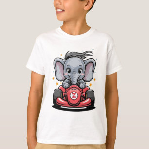 Camiseta Piloto de Carro de Corrida de Elefante Bebê Fofo