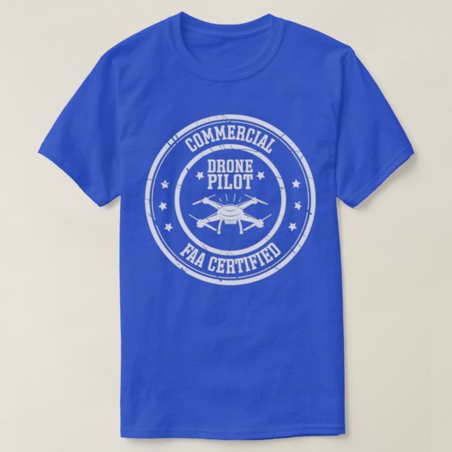 Camiseta Piloto de drone comercial certificado pela FAA (Frente do Design)