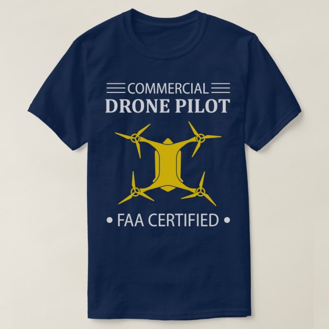 Camiseta Piloto de drone comercial certificado pela FAA (Frente do Design)