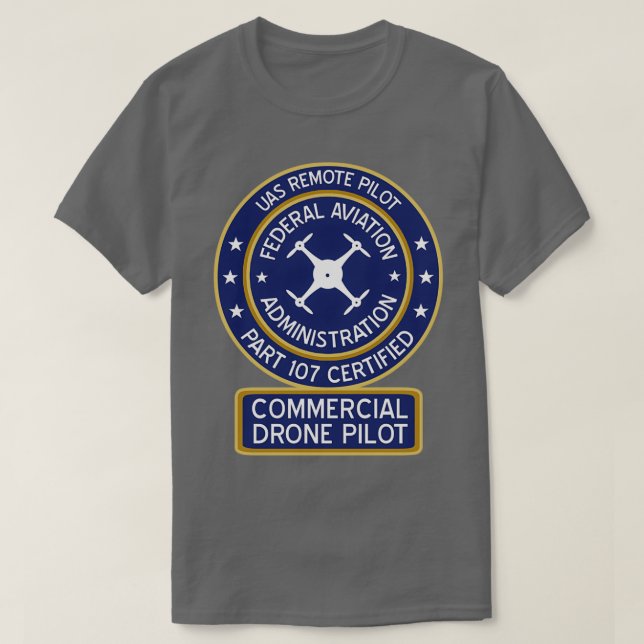 Camiseta Piloto de drone comercial da FAA (Frente do Design)
