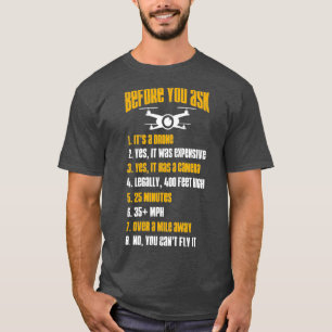 Camiseta Piloto De Drone Engraçado Antes De Perguntar Quadc
