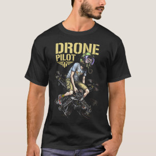 Camiseta Piloto de Drone Engraçado Quadricóptero Aviador Ge