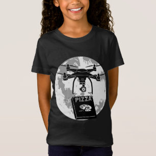 Camiseta Piloto de Drone Entrega de Pizza Quadcopter Lua Co