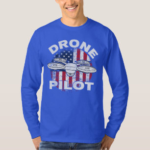 Camiseta Piloto de drone Multirotor Quadcopter Bandeira Ame