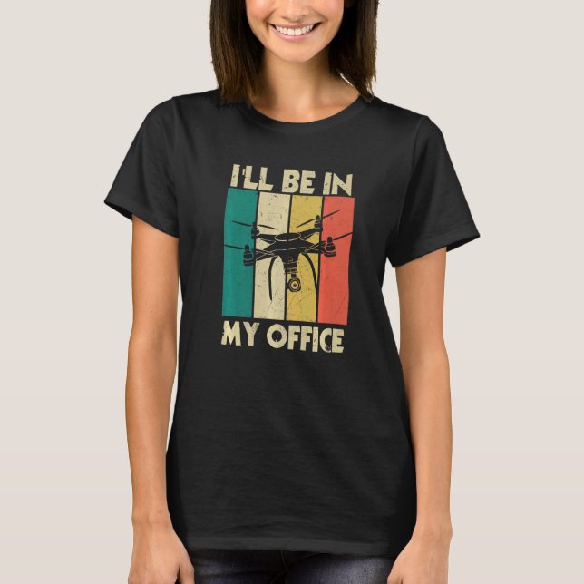 Camiseta Piloto de drone quadcopter voando (Frente)