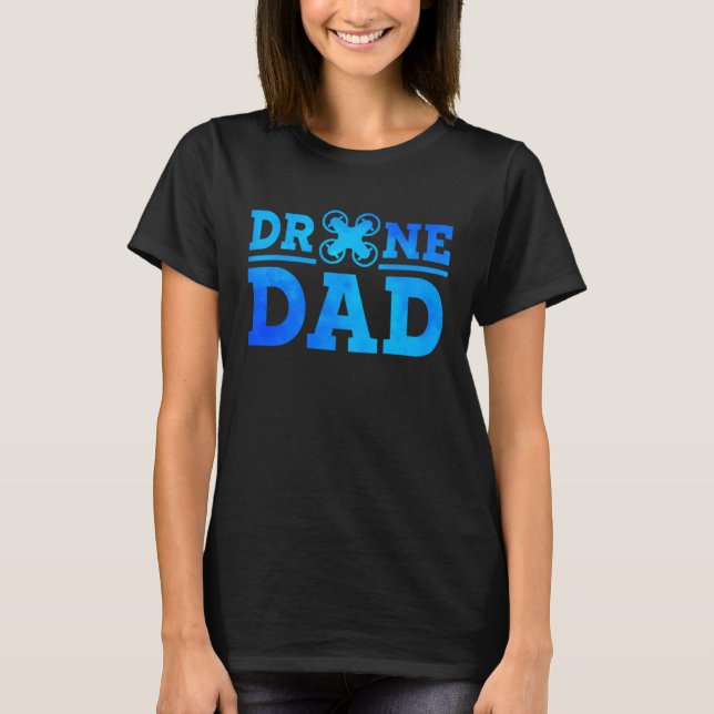 Camiseta Piloto de drone voador de drones com Pai de drones (Frente)
