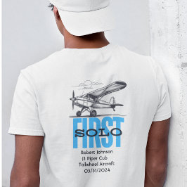 Camiseta Piloto de estudante Primeiro Avião Solo e Nuvens P