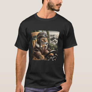 Camiseta Piloto de Gato Vintage pilotos de Gato um avião de