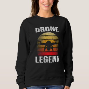 Camiseta Piloto de Legenda de Drone Quadcopter Retro Gráfic
