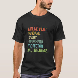 Camiseta Piloto de linha aérea Pai de super-heróis PAI de m