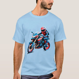 Camiseta Piloto de Motocicleta Esportiva de Luxo Premium em