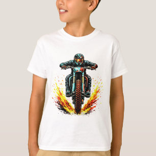 Camiseta Piloto de Motocross com Trilha de Fogo Extremo