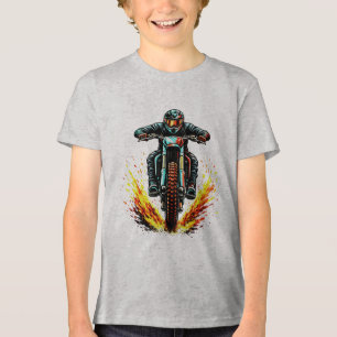 Camiseta Piloto de Motocross com Trilha Flamejante Extrema