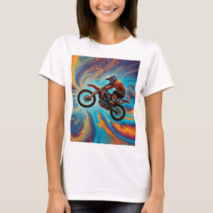 Camiseta Piloto de Motocross e Paisagem de Sonhos