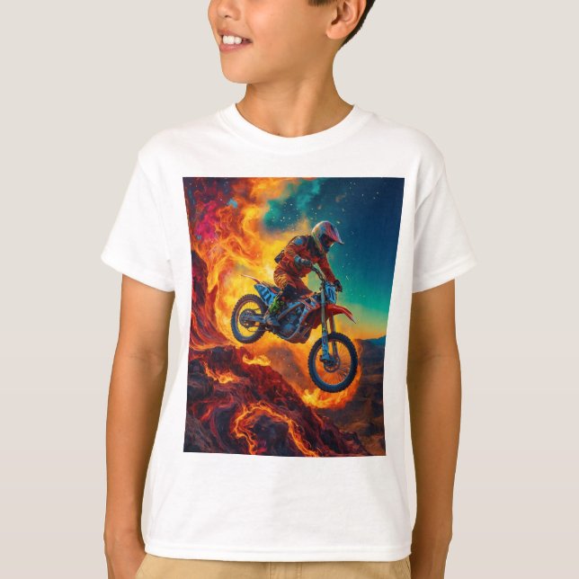 Camiseta Piloto de Motocross Escapando do Fogo (Frente)