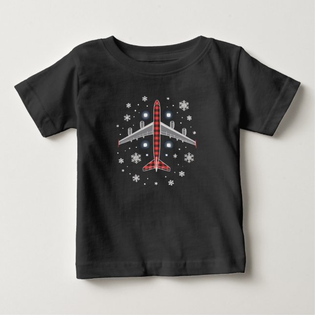 Camiseta Piloto de Natal de Xadrez de Avião (Frente)