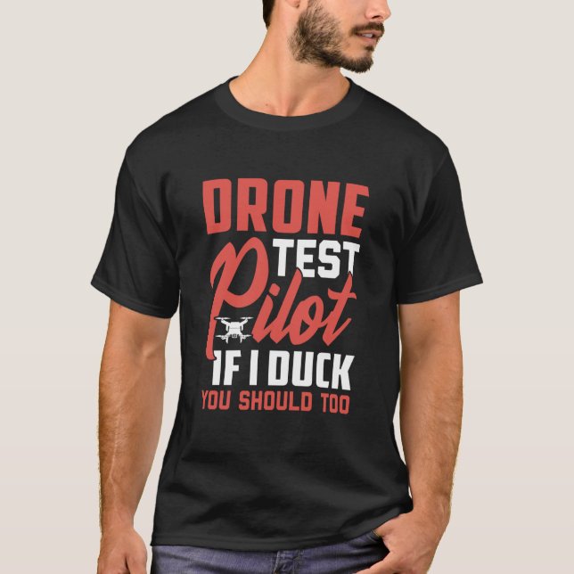 Camiseta Piloto de teste de drone Entusiastas Asas Se Eu Du (Frente)