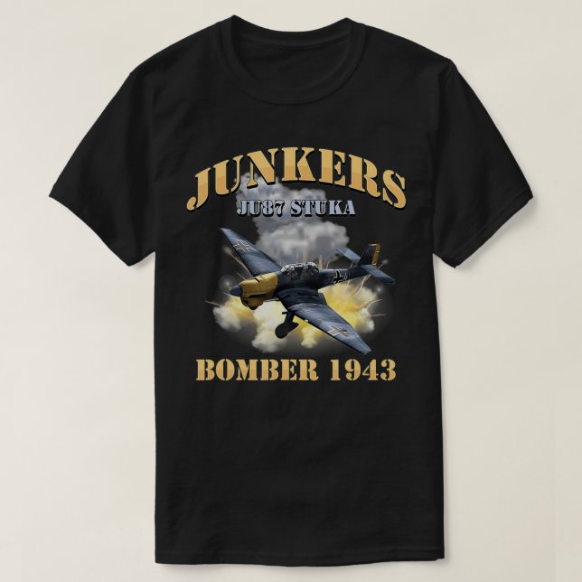 Camiseta Piloto de Veterano Bombardeiro Alemão Ju87 Stuka V (Frente do Design)
