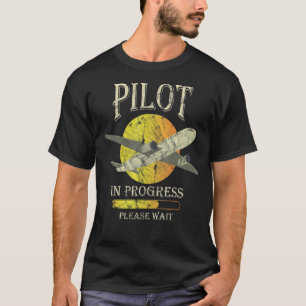 Camiseta Piloto em andamento Aguarde avião