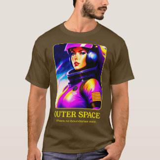 Camiseta piloto espacial feminino numa galáxia distante