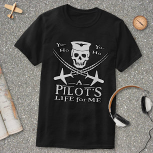 Camiseta Piloto Funny Skull Cross Aviations Pirata Humor Dk