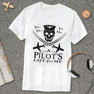 Camiseta Piloto Funny Skull Cross Aviations Pirata Humor Lt