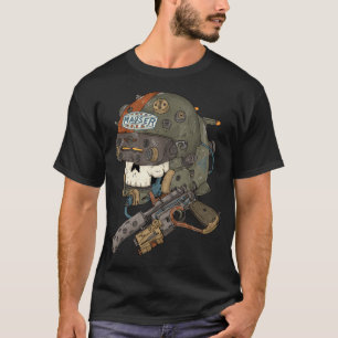 Camiseta Piloto Mauser Pistol. Capacete Ciberpunk Skull.