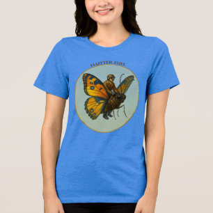 Camiseta Piloto montado nas costas de uma enorme borboleta