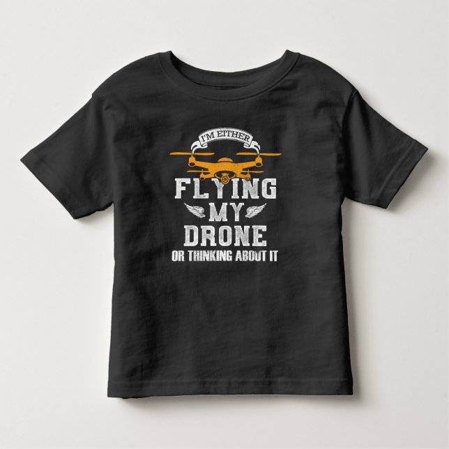 Camiseta Piloto Multirotor de Drone Quadcopter Voando Meu D (Frente)